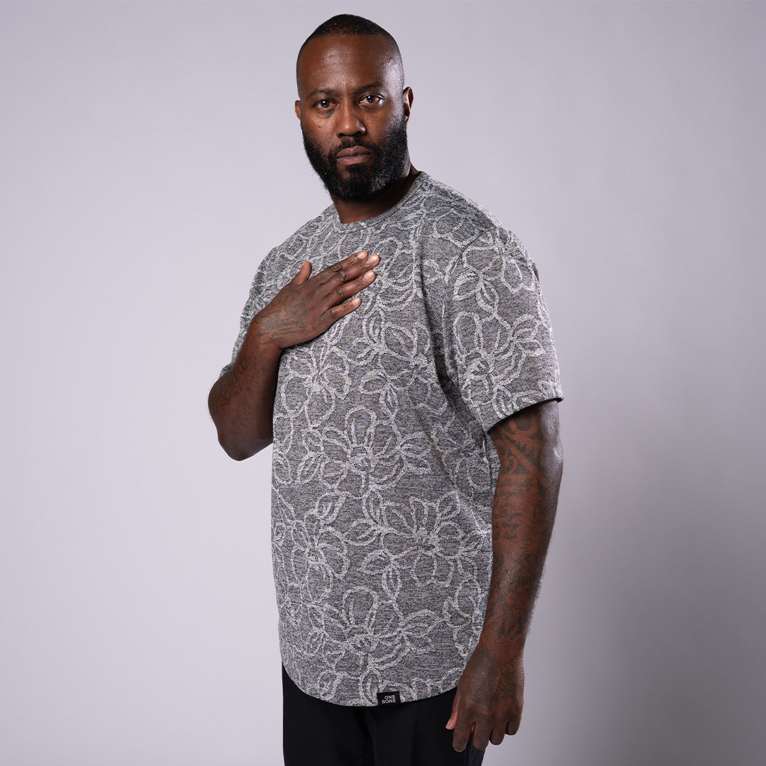 Jacquard Tee - Grey Floral
