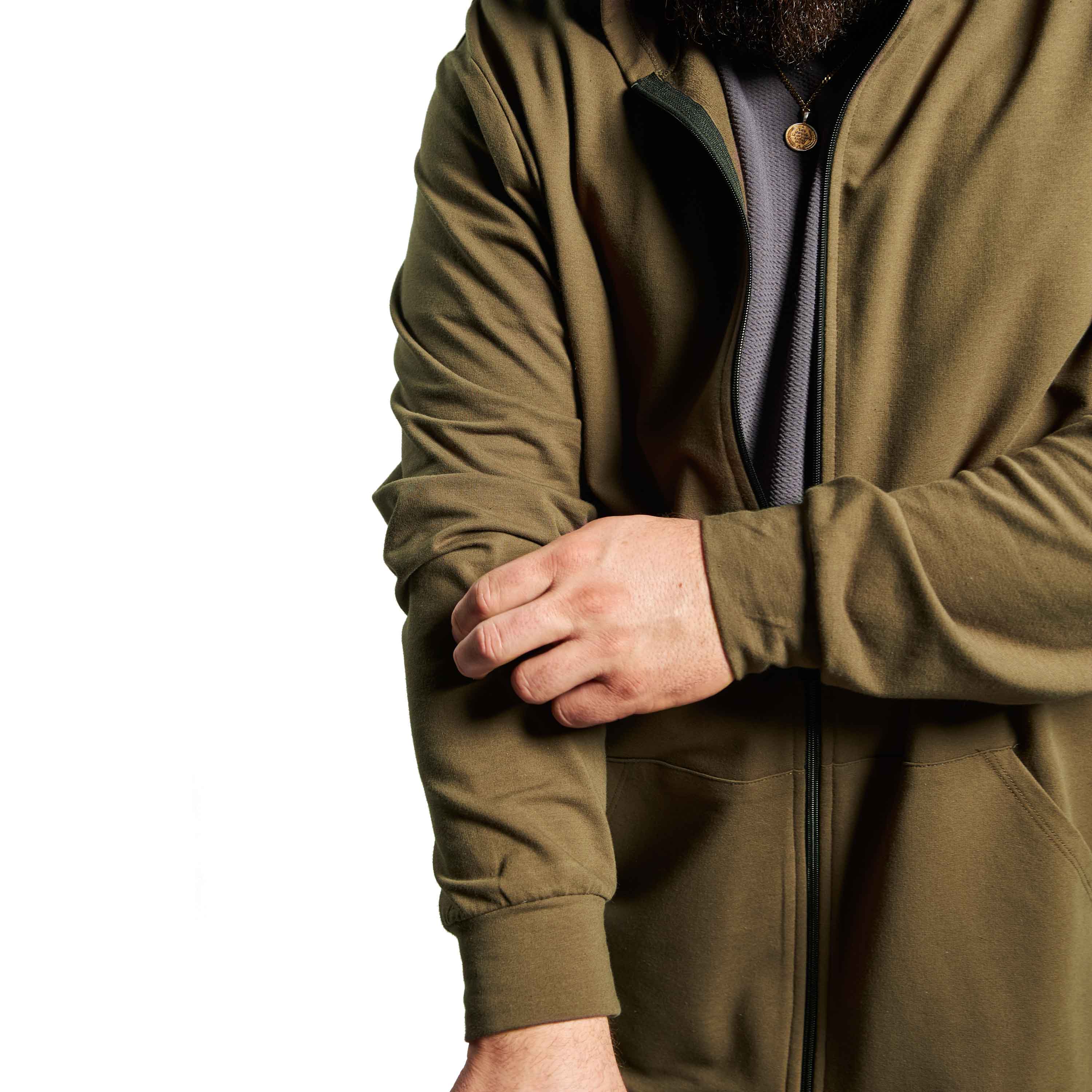 Sweat-shirt à capuchon et à fermeture éclair Vic - Vert Lierre
