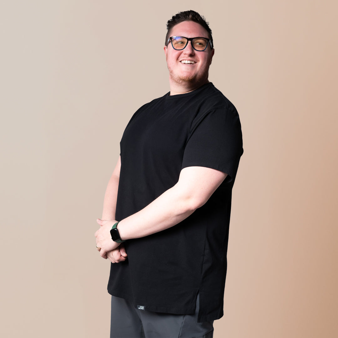 T-shirt à ourlet fendu - Noir