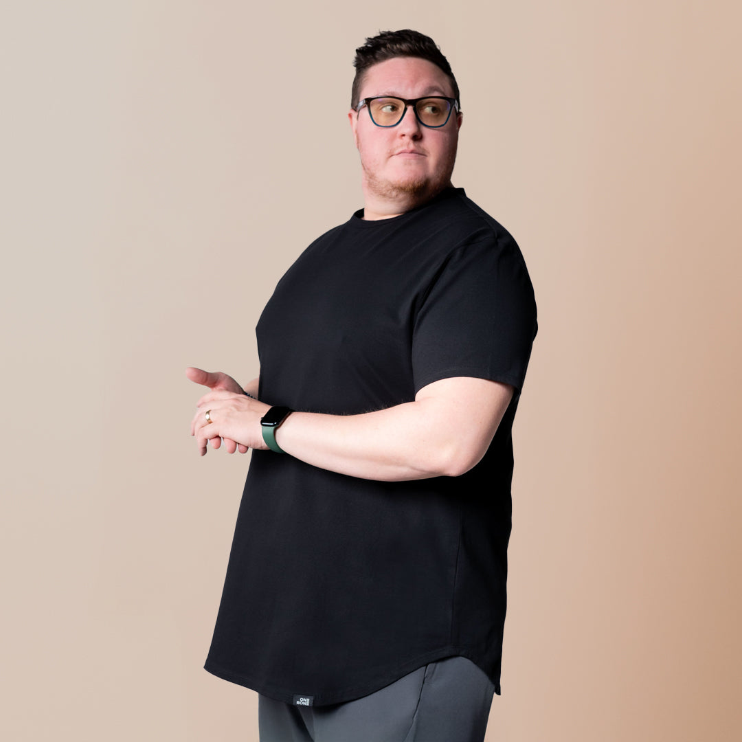 model-specs: Adam is 6-3 | 320 lbs | Size 2