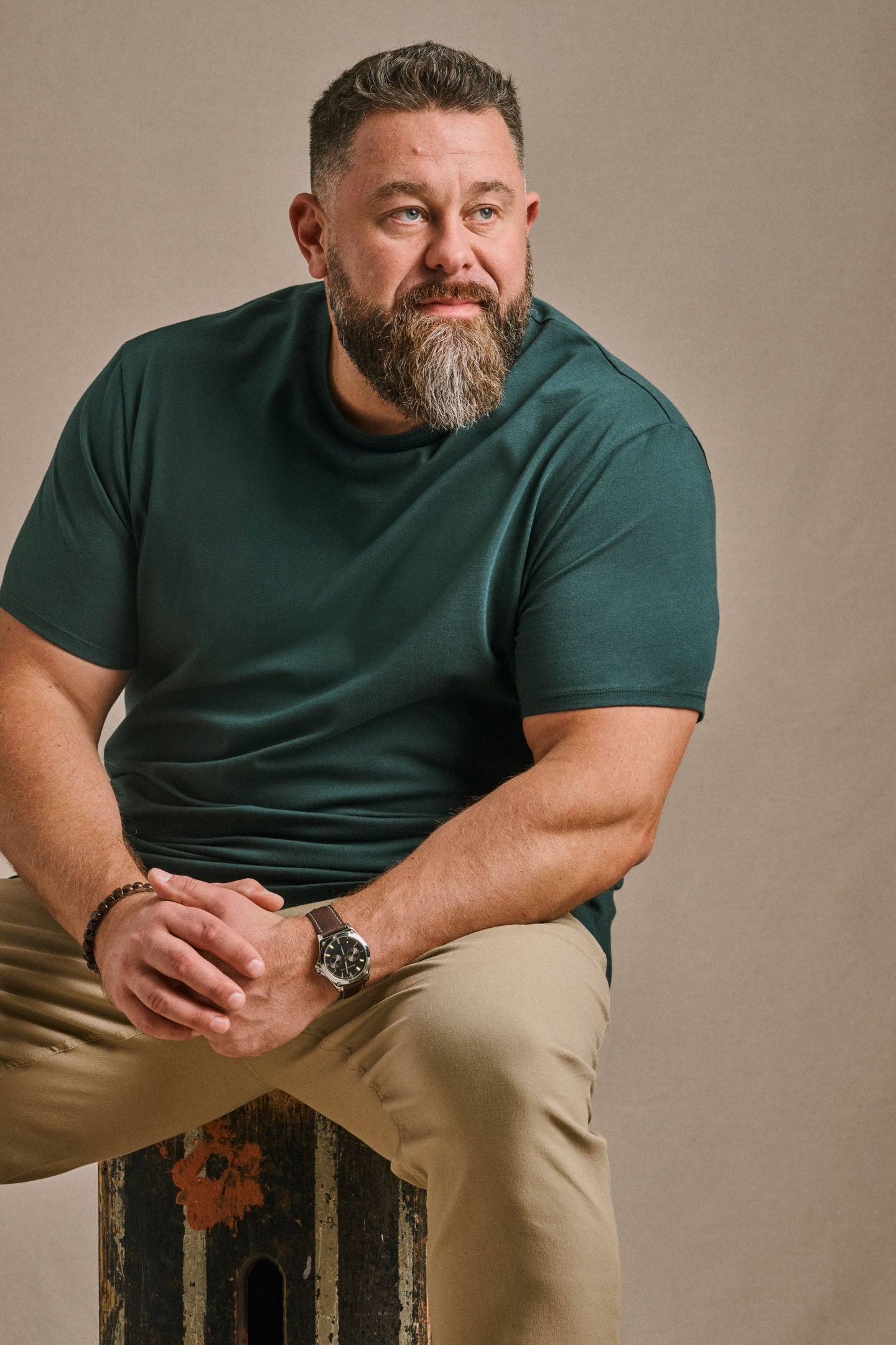 Split Hem Cotton 95/5 - Carbon Green