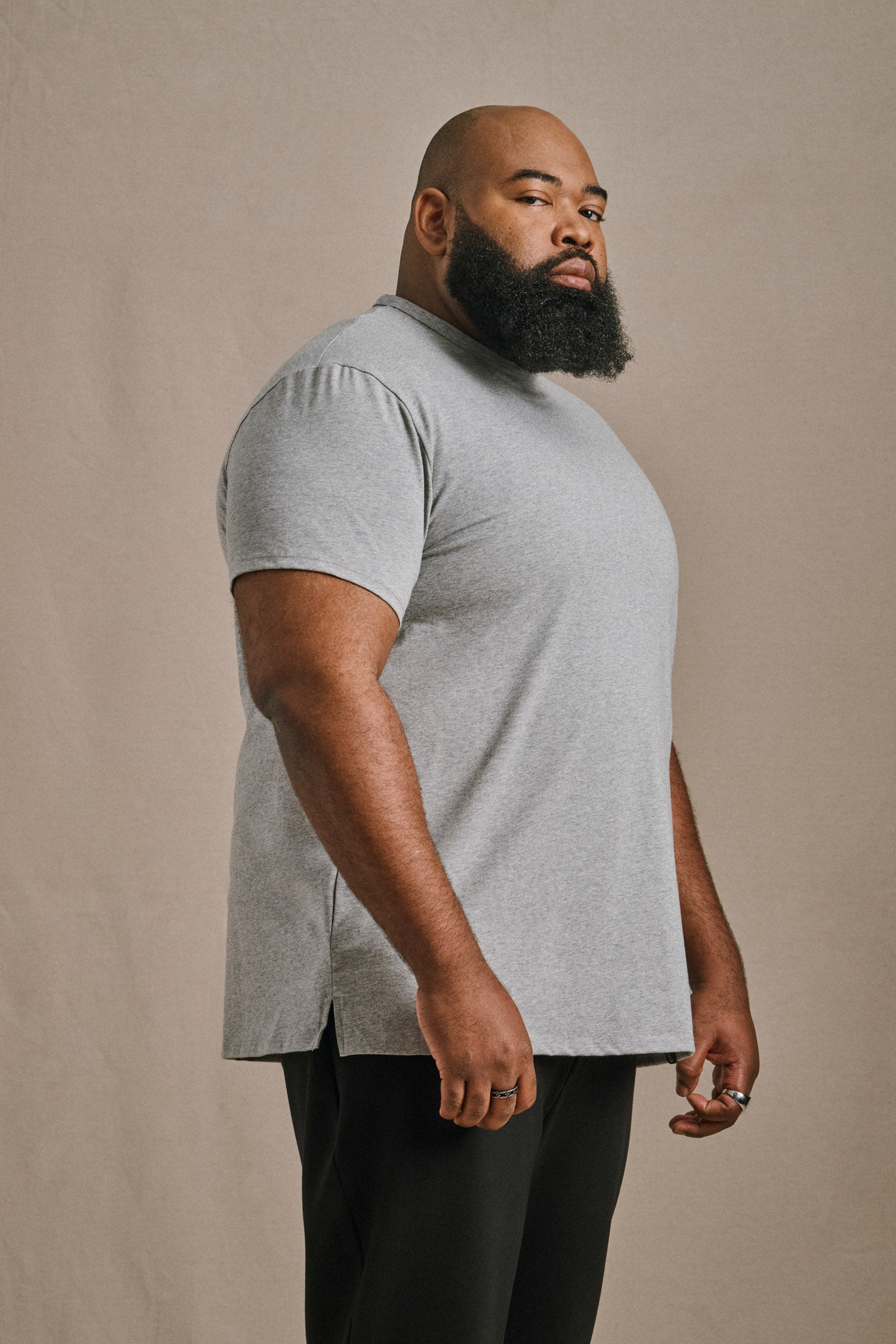 Split Hem Cotton 95/5 - Grey Mix