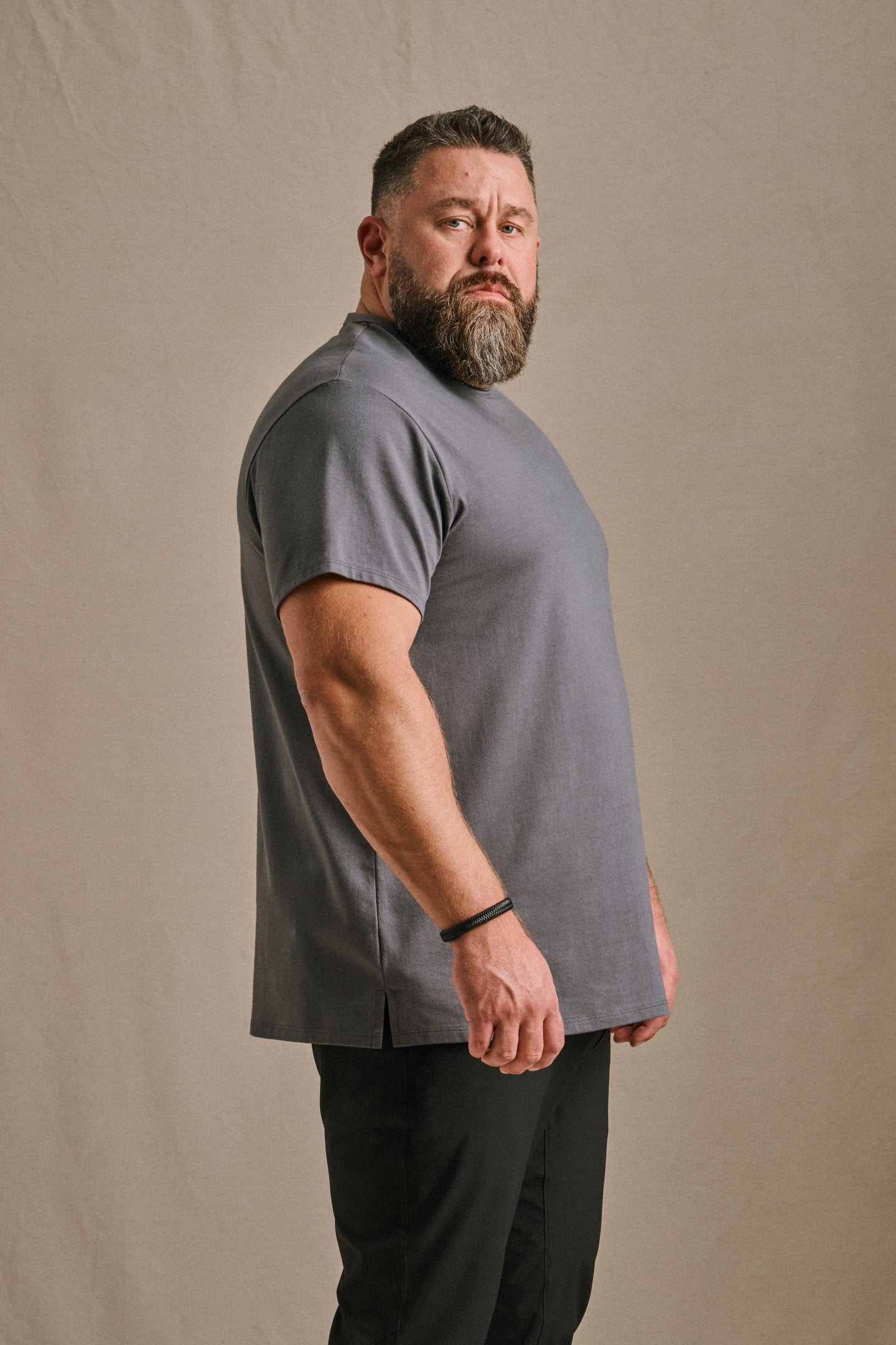 Split Hem Cotton 95/5 - Midnight Grey | Mens Tshirt | One Bone