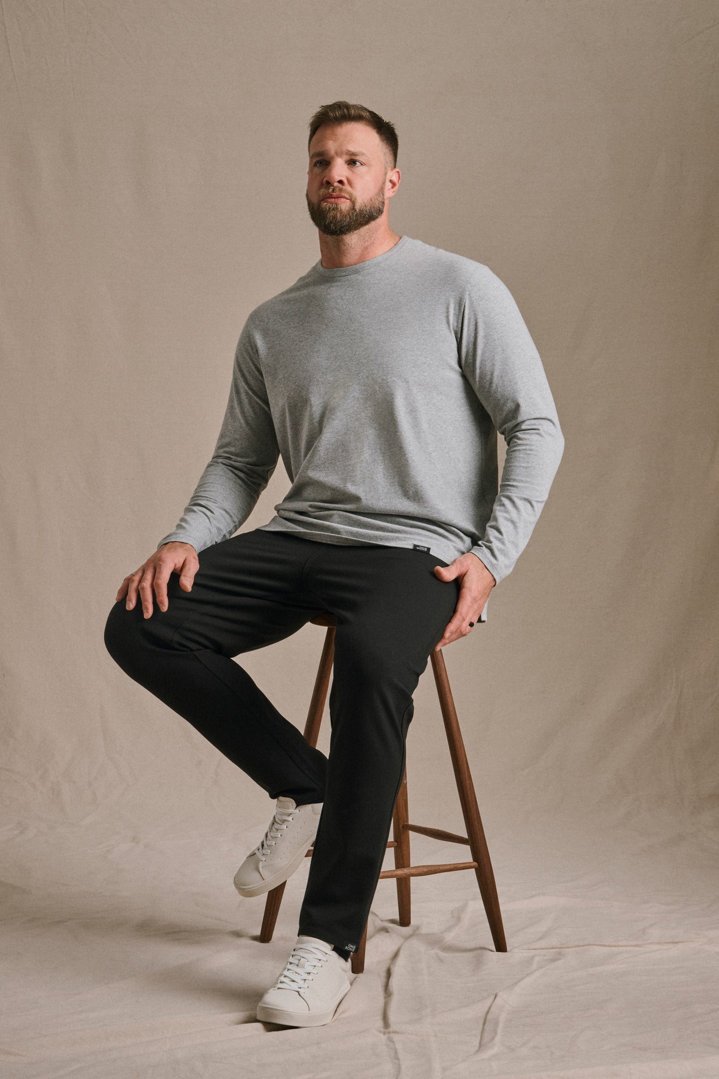 L/S Split Hem Cotton 95/5 - Grey Mix