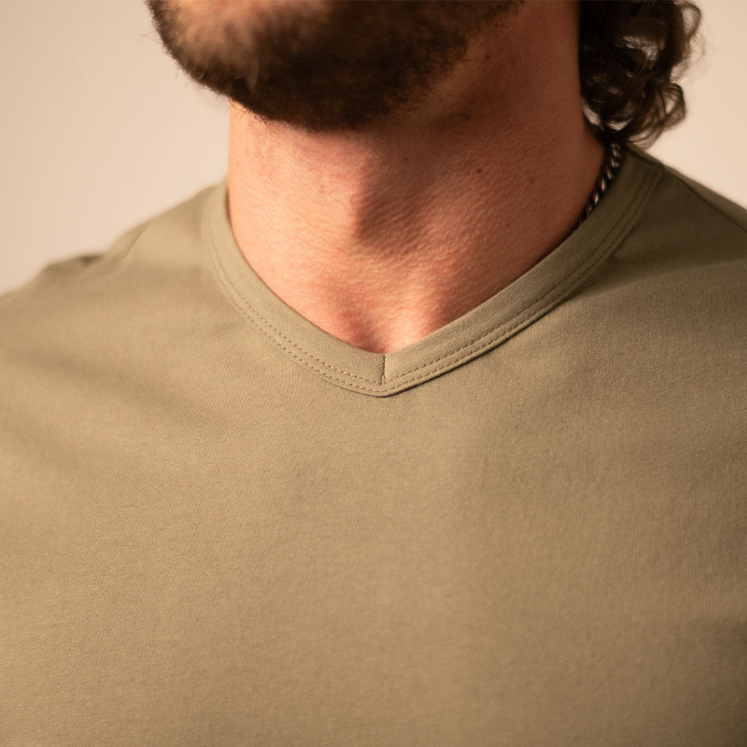 model-specs: "Not deep at all" V-Neck