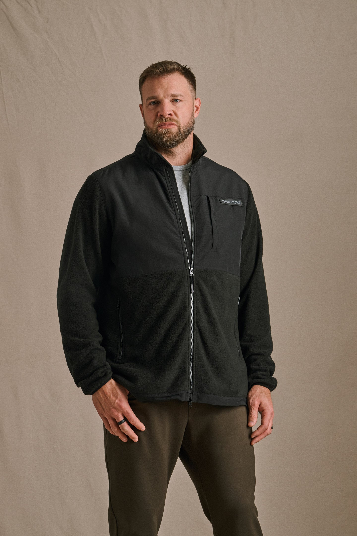 Everywear Fleece Zip-Up - Black | Mens Jacket | One Bone Brand