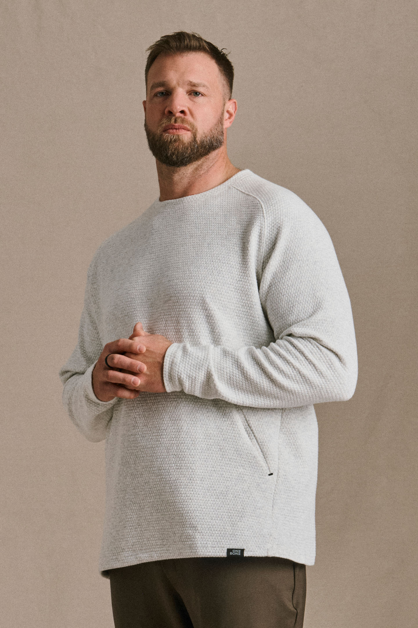 Honeycomb Crewneck Sweater - Chalk | Mens Crewneck | One Bone