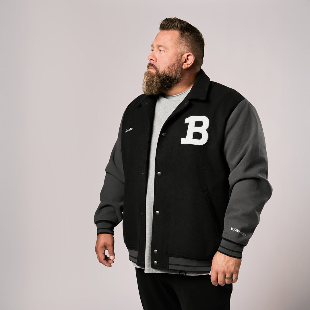 OFF FIELD Varsity Jacket - Black/Charcoal