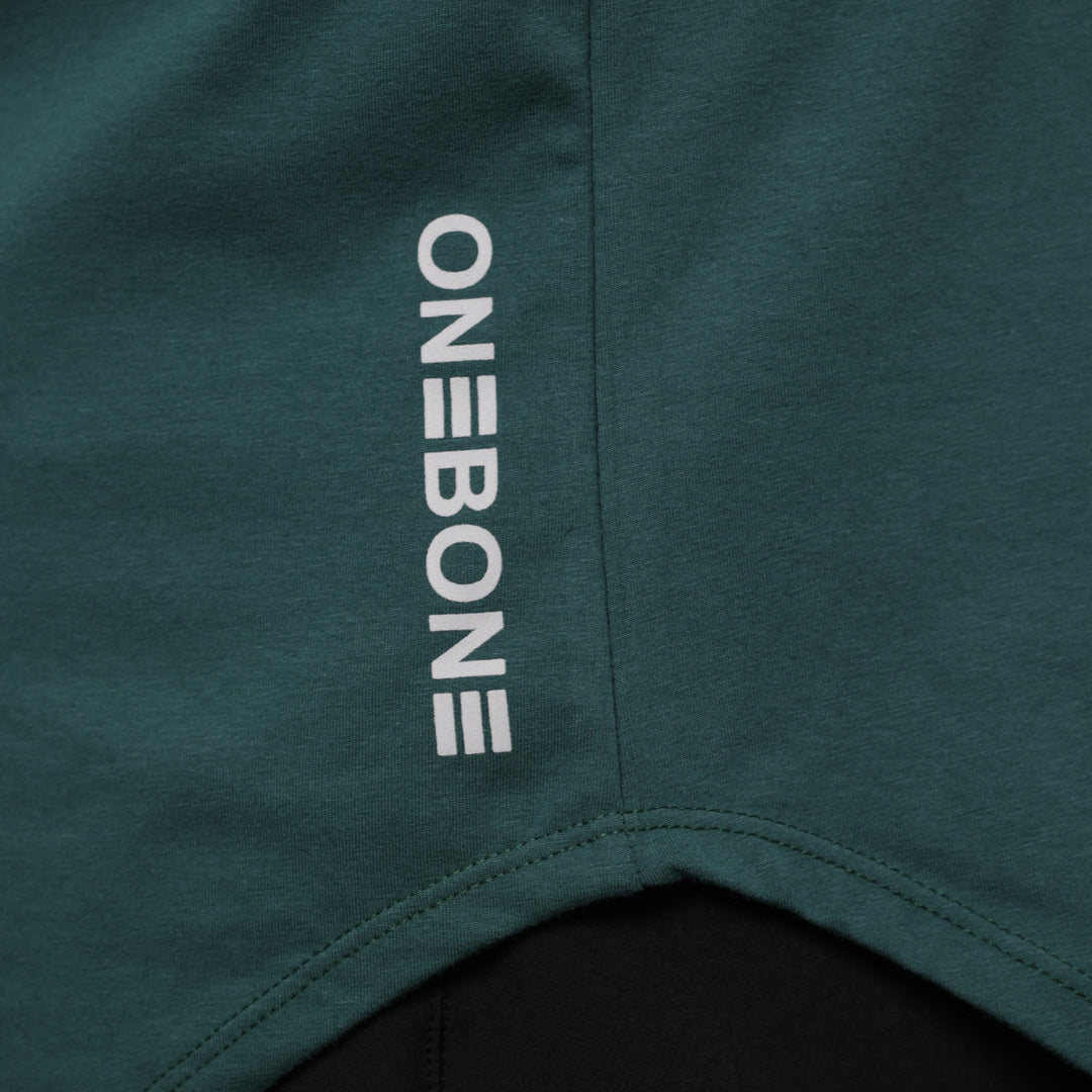 T-shirt à ourlet en U à manches longues - Vert Foncé