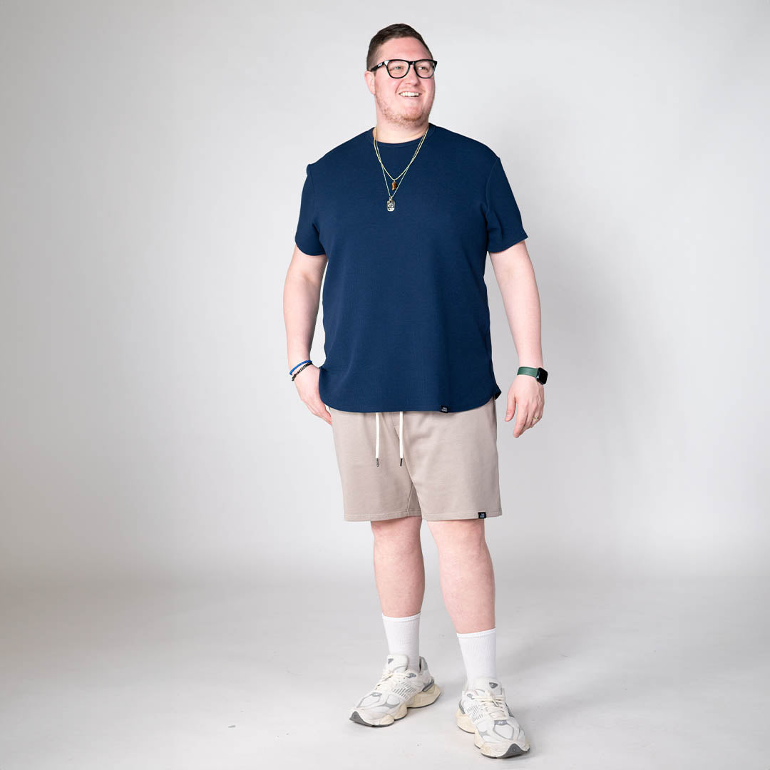 model-specs: Adam is 6-3 | 325 lbs | 42 waist | size D