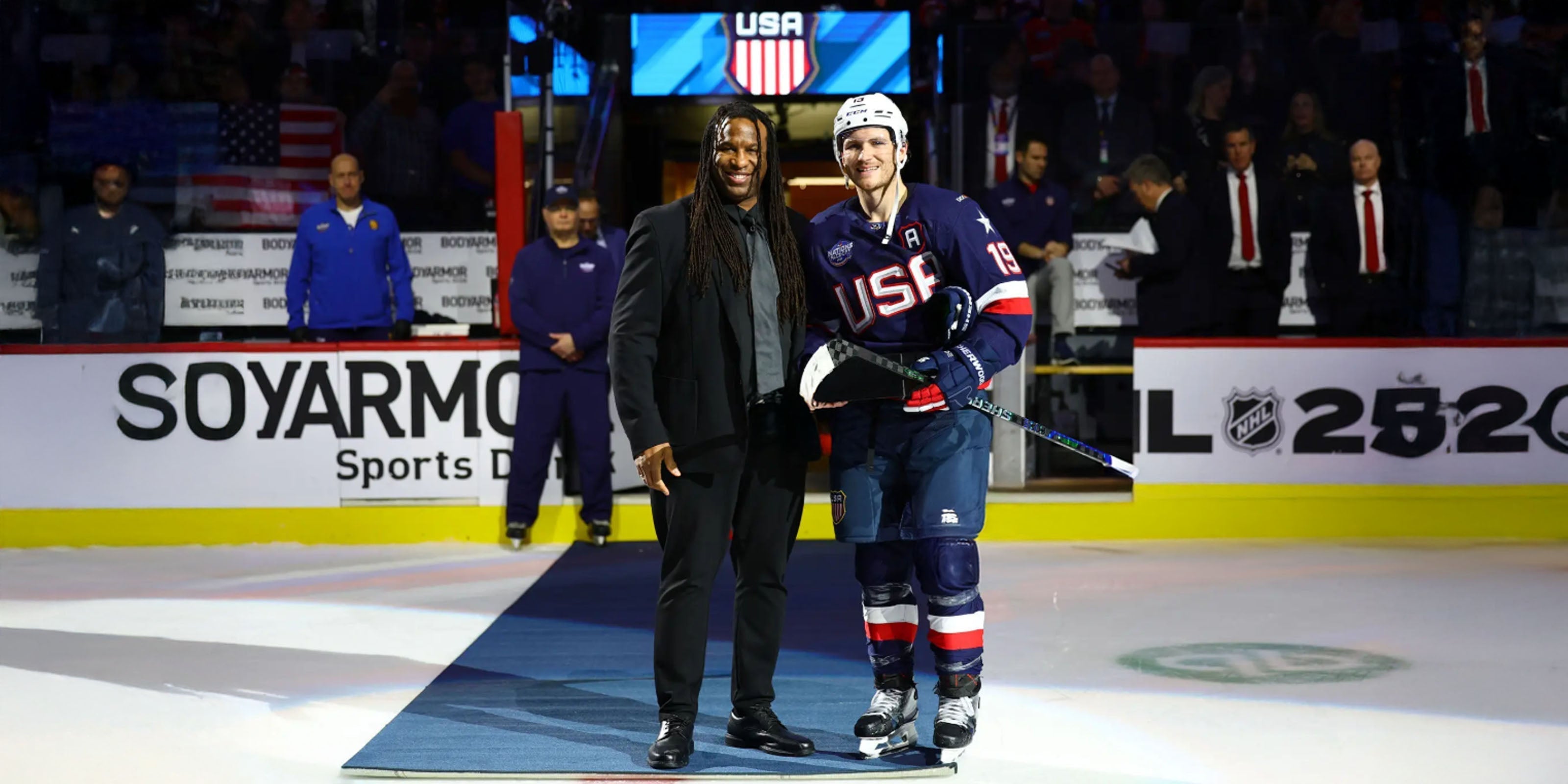 Georges Laraque Owns the Spotlight in the Full SmartFit Suit at the 4 Nations Tournament