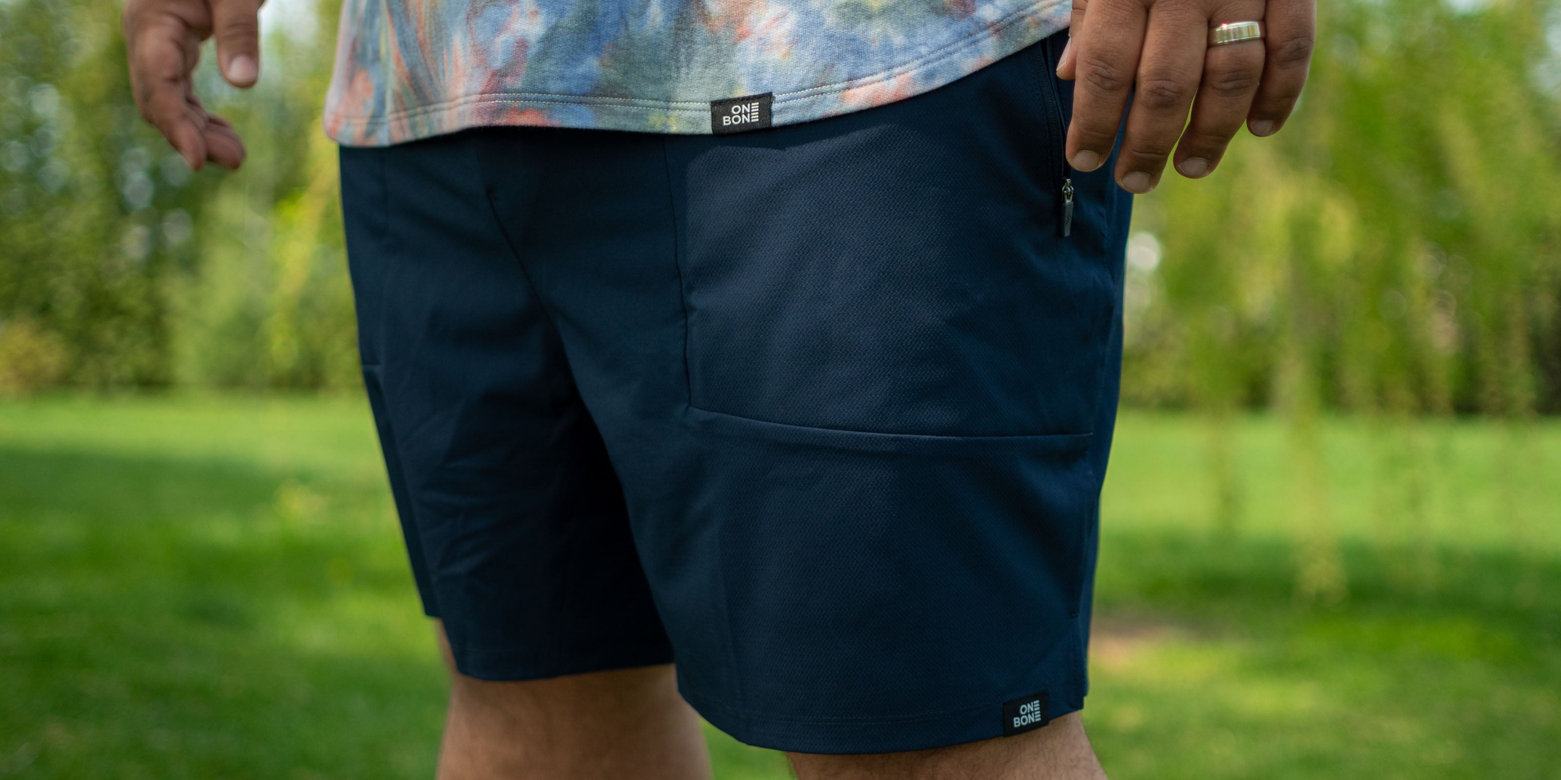 tie-dye t-shirt and everywear shorts