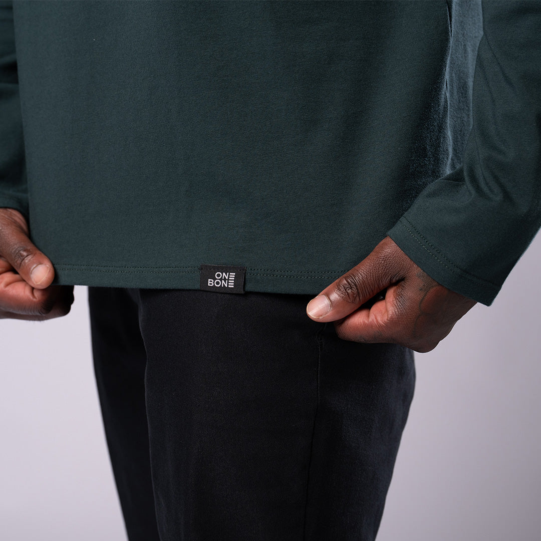 L/S Split Hem Cotton 95/5 - Carbon Green