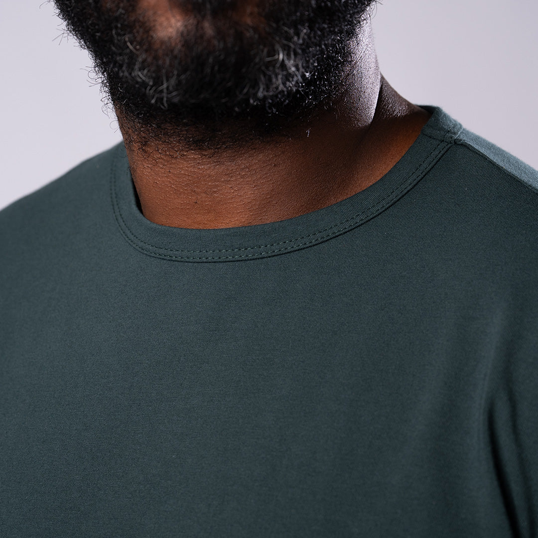 L/S Split Hem Cotton 95/5 - Carbon Green