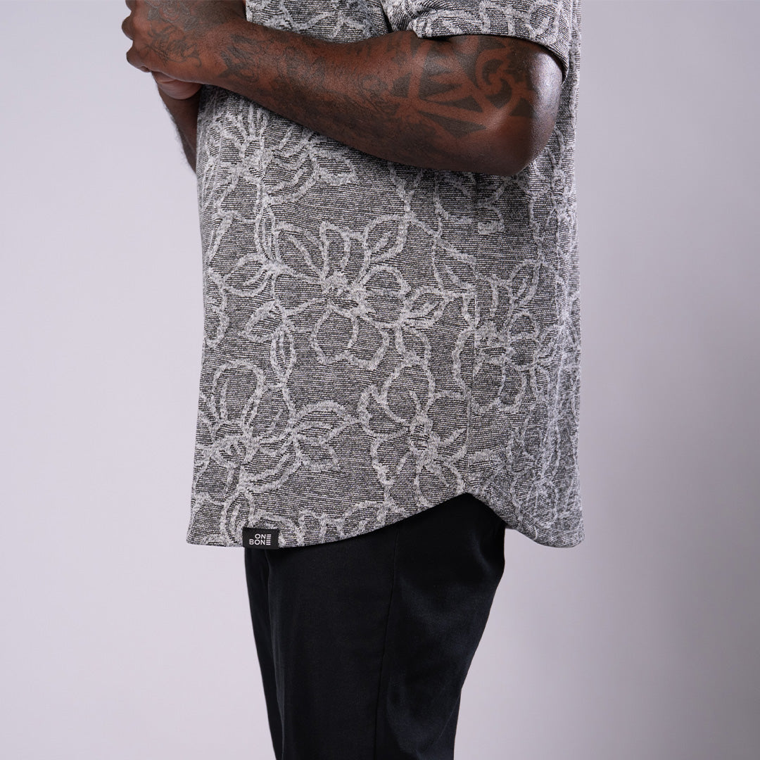Jacquard Tee - Grey Floral