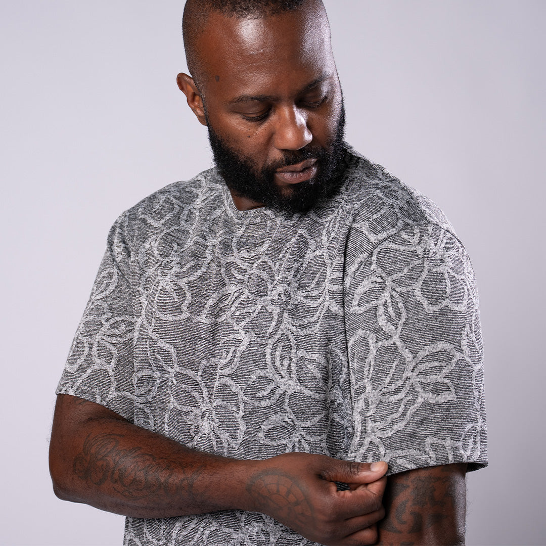 Jacquard Tee - Grey Floral
