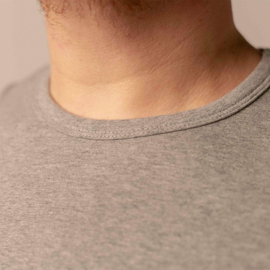 Split Hem French Terry Tee - Grey Mix