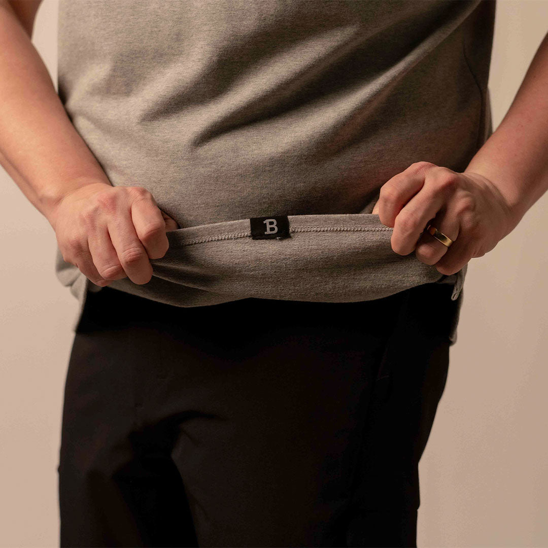Split Hem French Terry Tee - Grey Mix