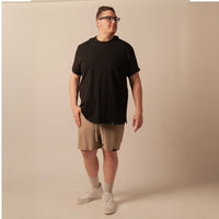 Split Hem French Terry Tee - Black