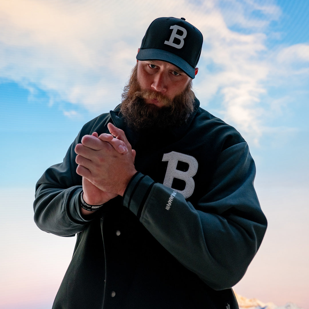 OFF FIELD Varsity Jacket - Black/Charcoal