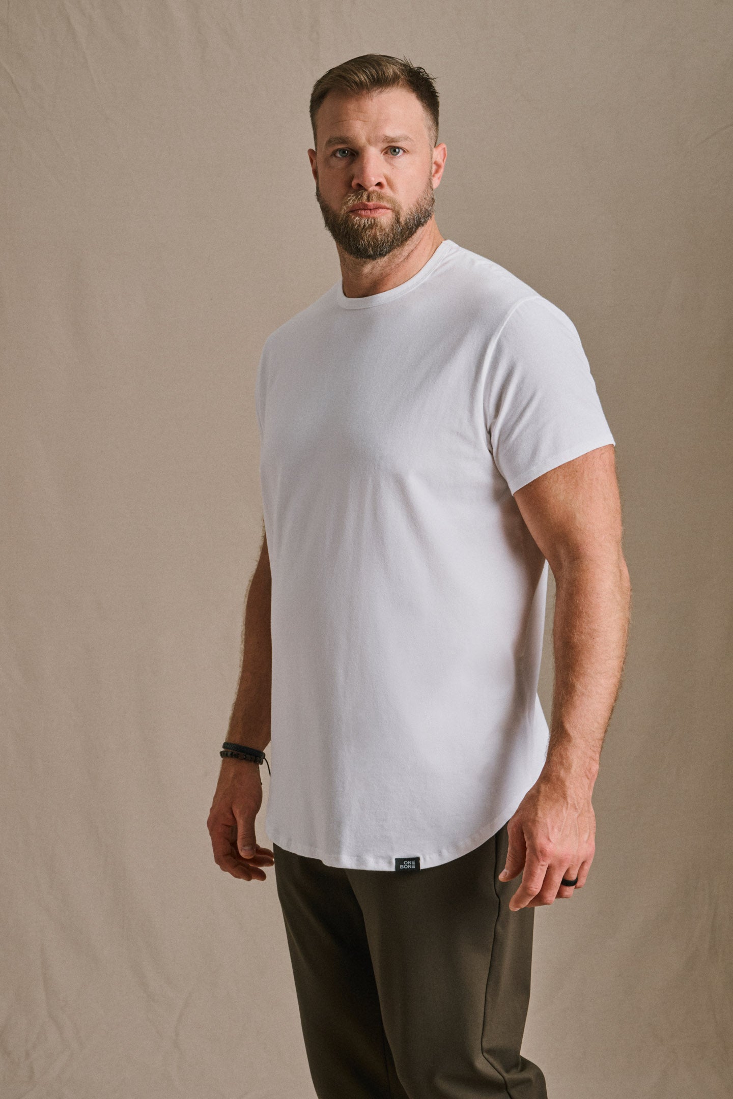 T-shirt à ourlet en U - Blanc