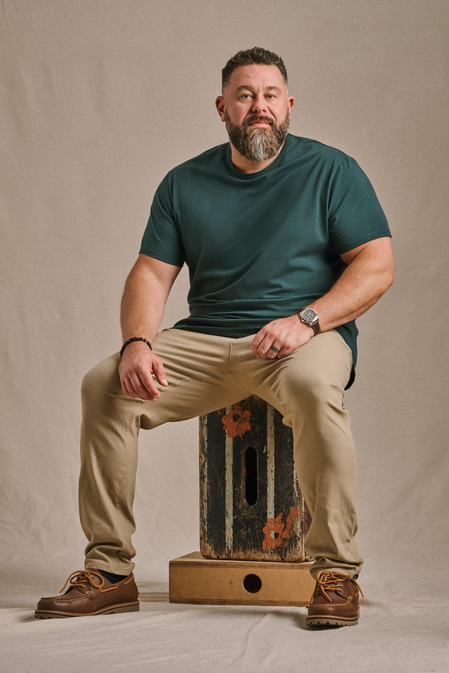 Split Hem Cotton 95/5 - Carbon Green