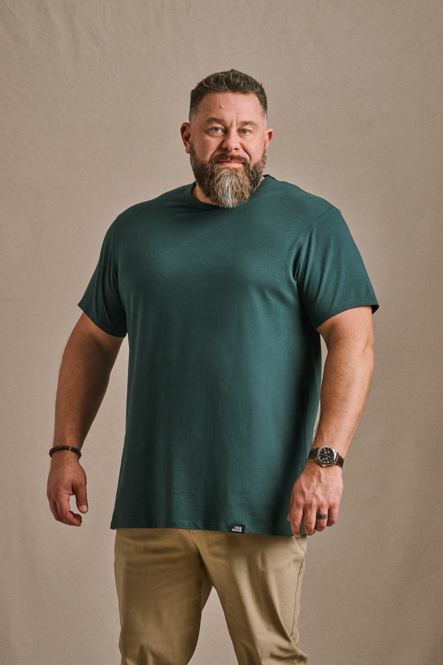 Split Hem Cotton 95/5 - Carbon Green