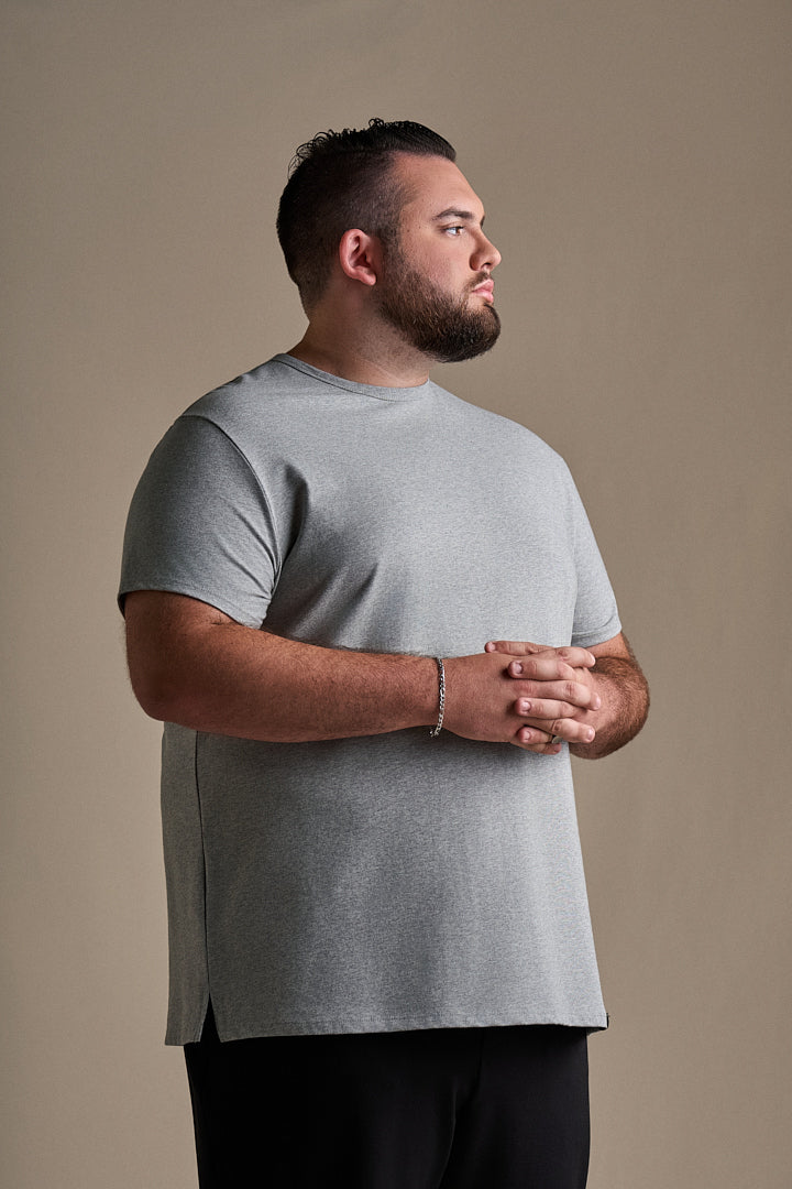 Split Hem Cotton 95/5 - Grey Mix