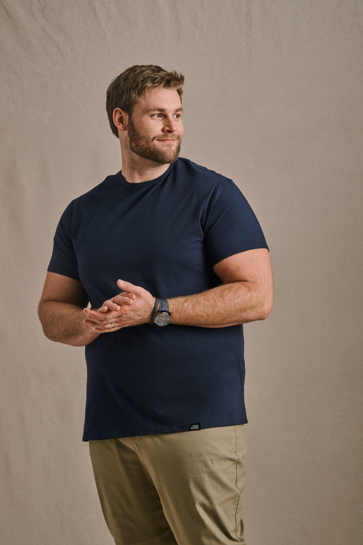 Split Hem Cotton 95/5 - Navy