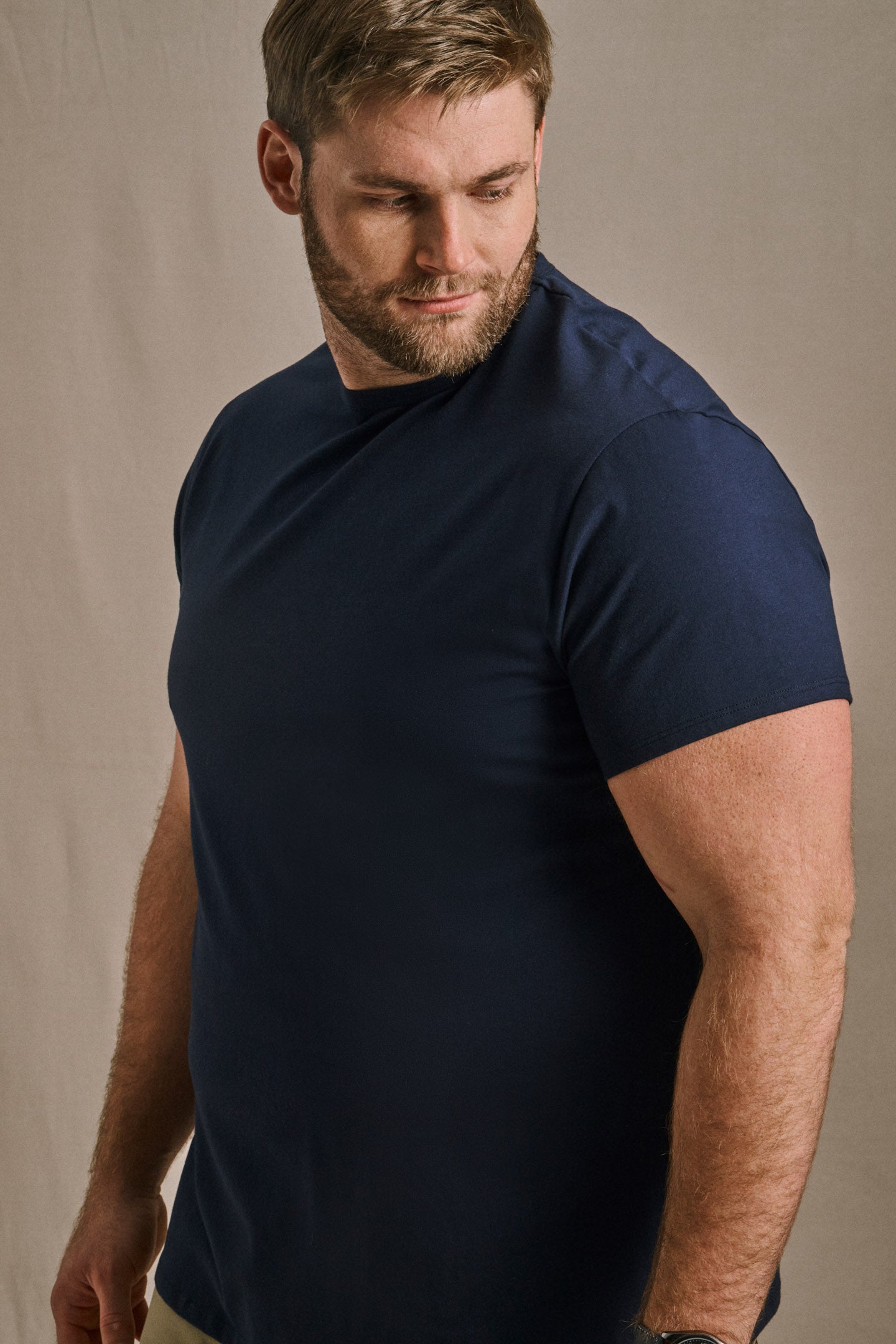 mens dress t shirts Split Hem Cotton 95/5 - Navy | Tshirt short sleeve clara white 14 Casual Summer Dresses Modern fit Long sleeves Color:Wander & Bloom
