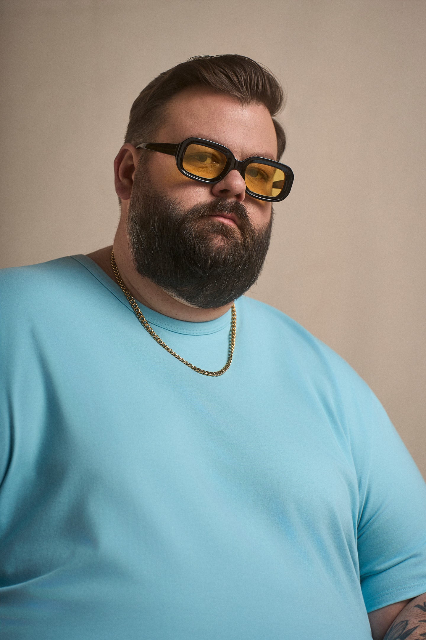 Split Hem Cotton 95/5 - Sky Blue