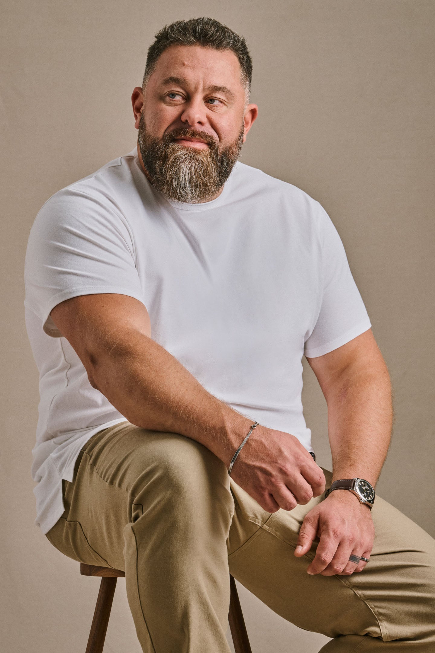 Split Hem Cotton 95/5 - White