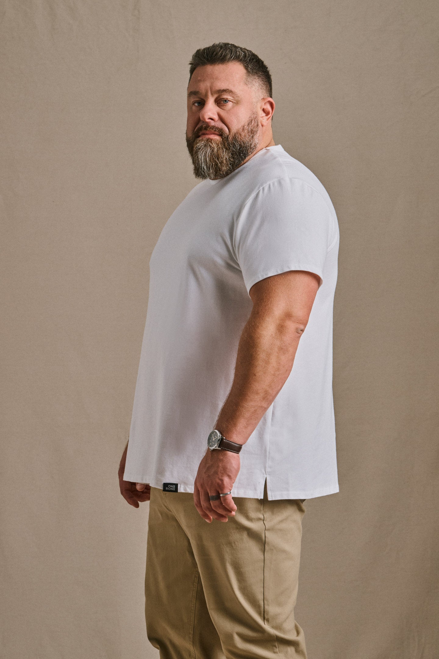 Split Hem Cotton 95/5 - White