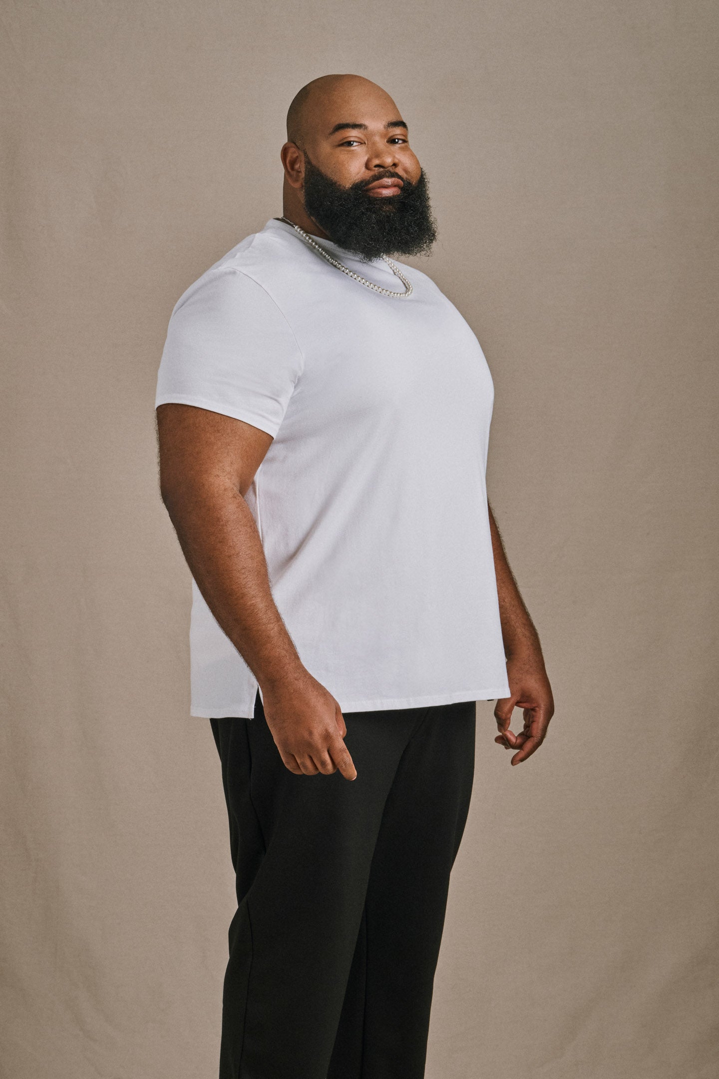 Split Hem Cotton 95/5 - White