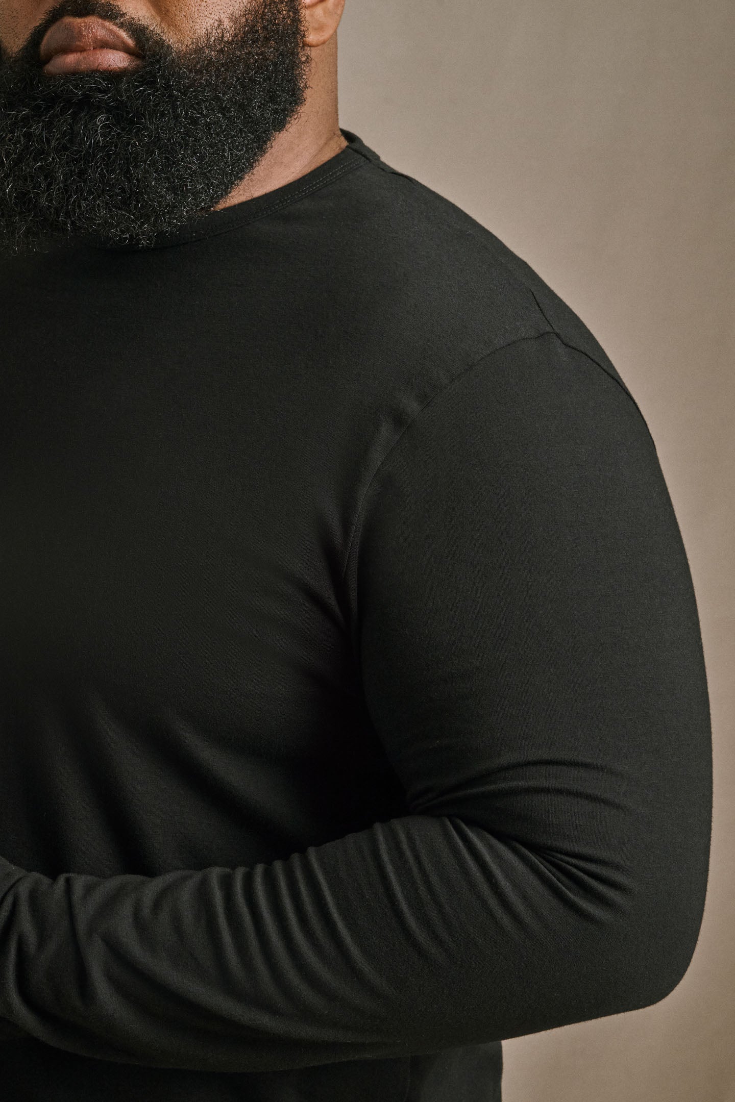 L/S Split Hem Cotton 95/5 - Black