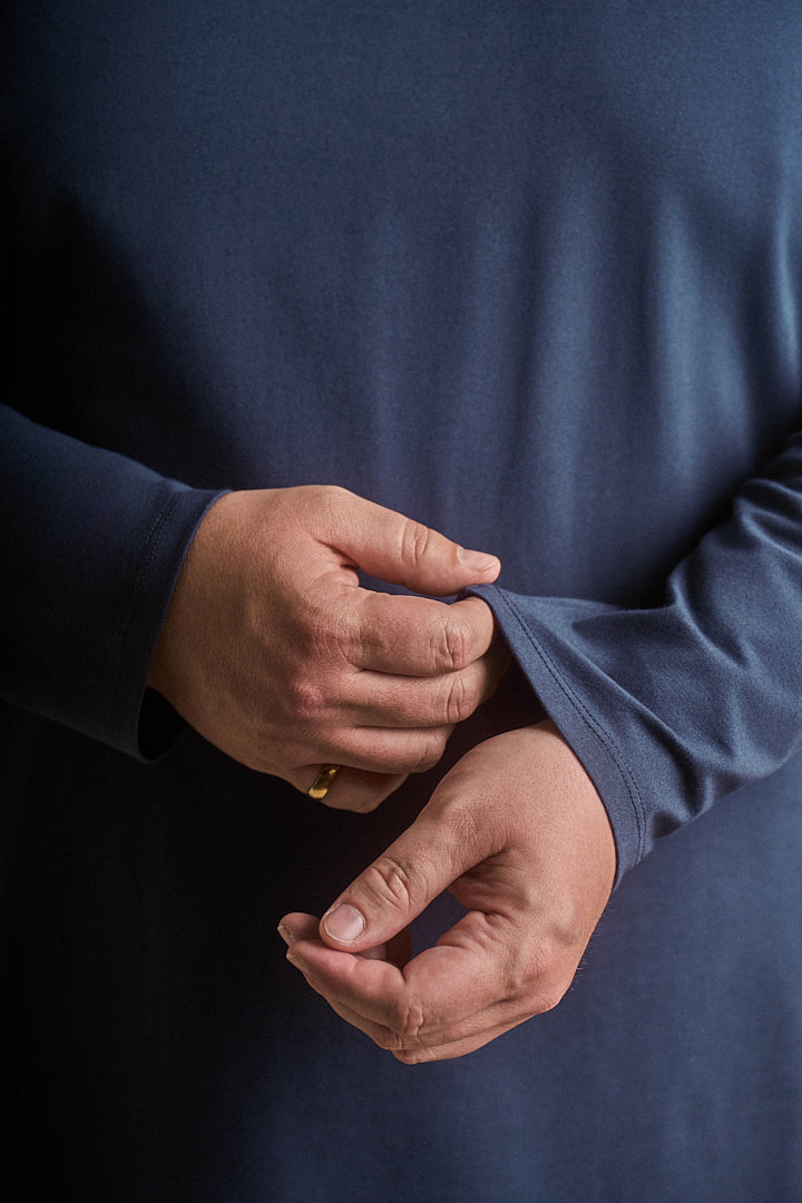 L/S Split Hem Cotton 95/5 - Blue Haze