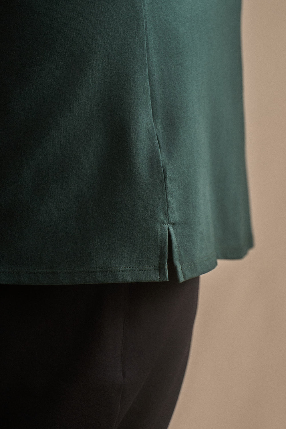 L/S Split Hem Cotton 95/5 - Carbon Green