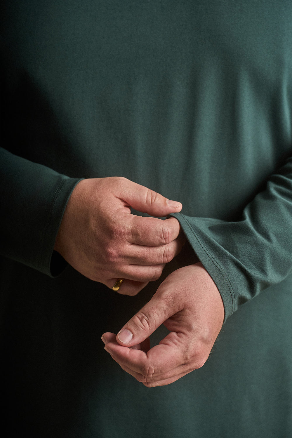 L/S Split Hem Cotton 95/5 - Carbon Green