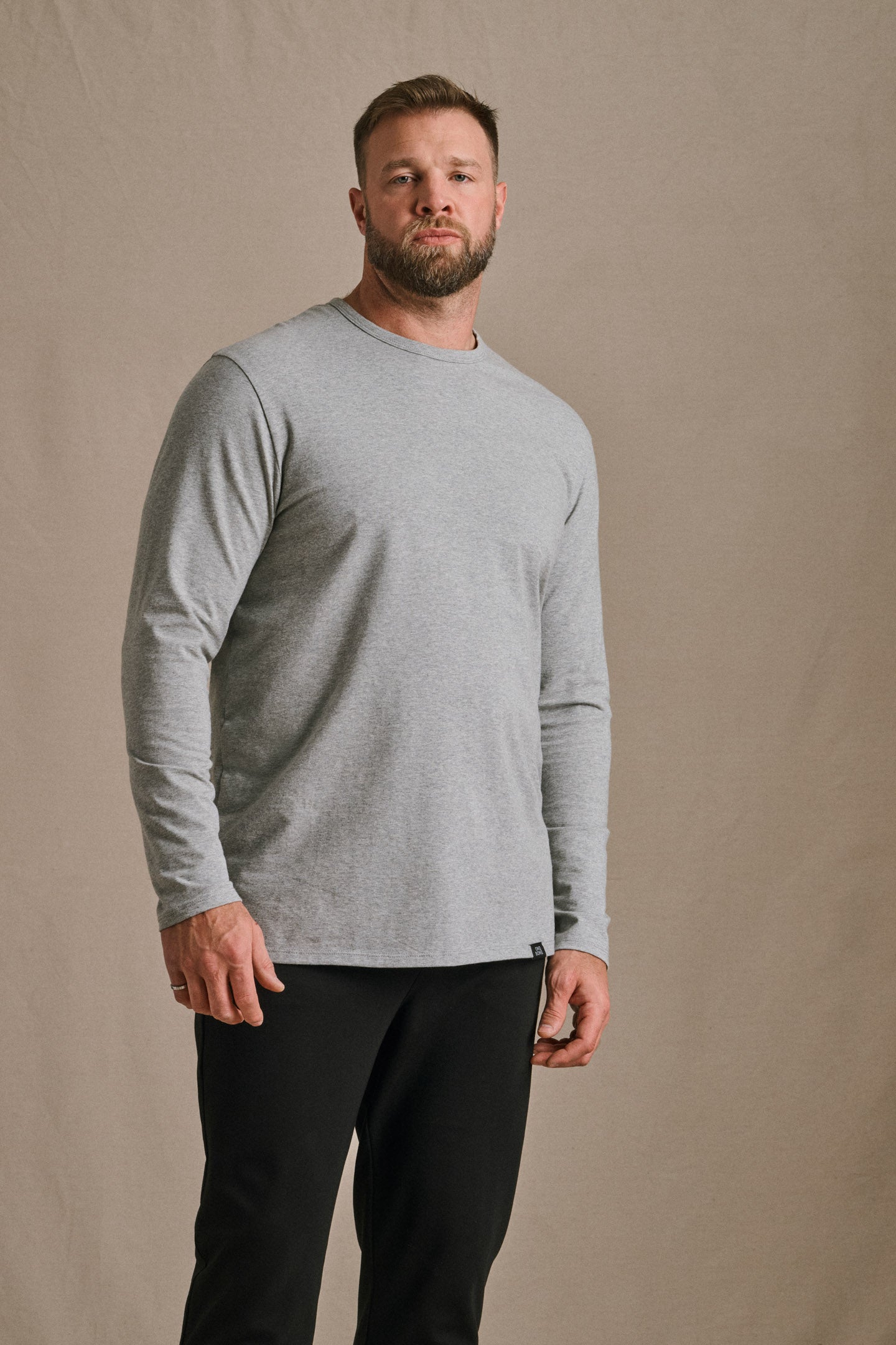 L/S Split Hem Cotton 95/5 - Grey Mix