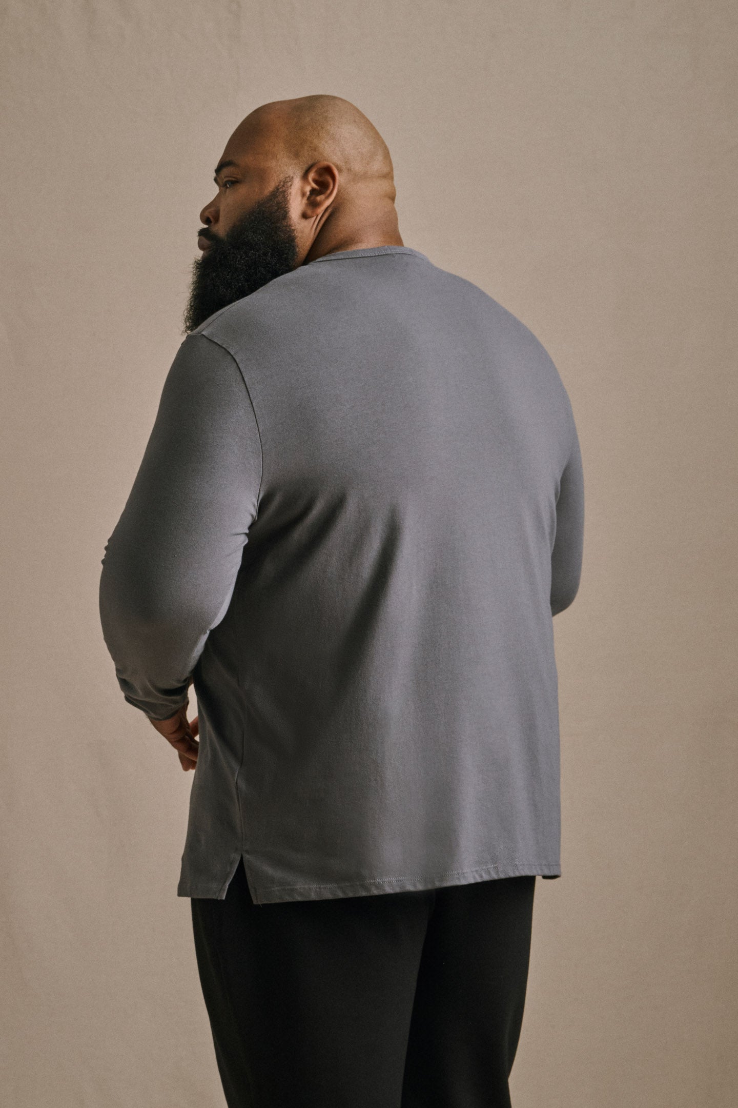 L/S Split Hem Cotton 95/5 - Midnight Grey