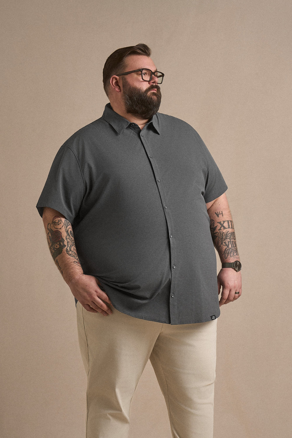 Hybrid Button Up - Carbon Grey