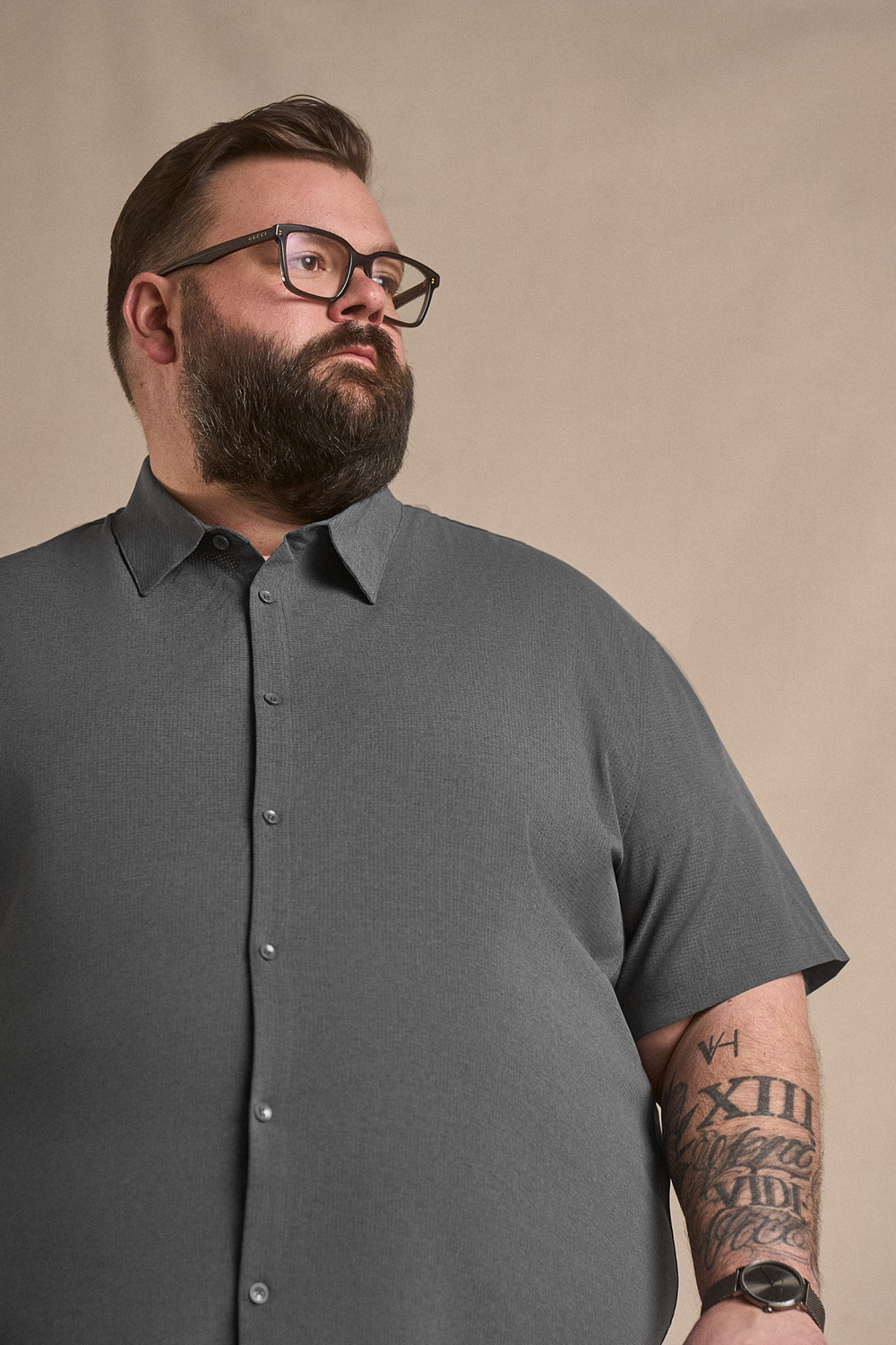 Hybrid Button Up - Carbon Grey