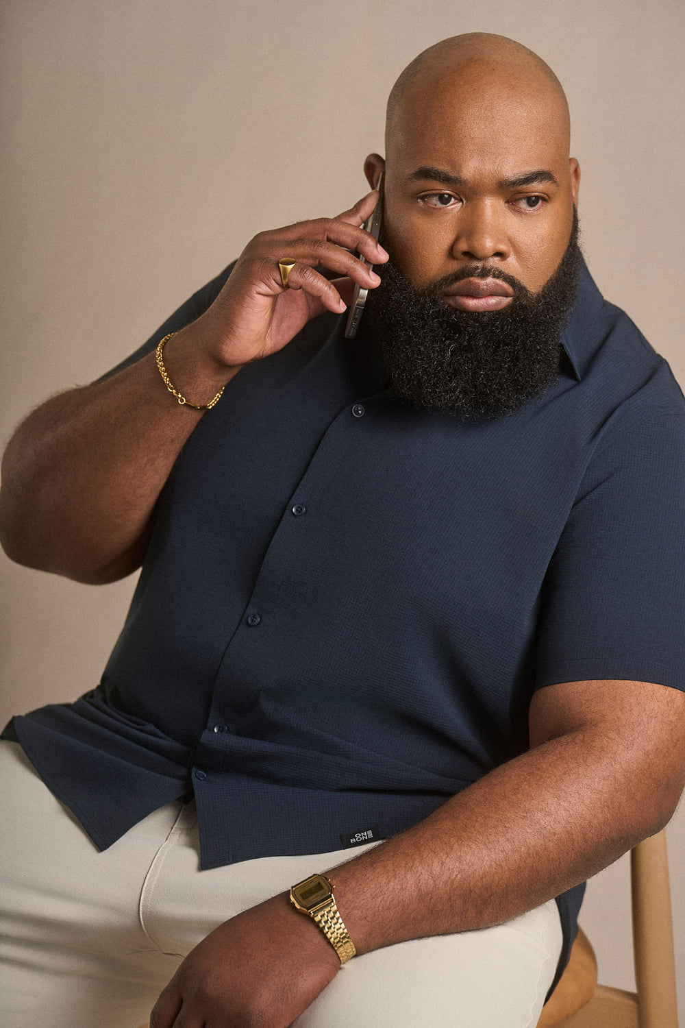 Hybrid Button Up - Navy