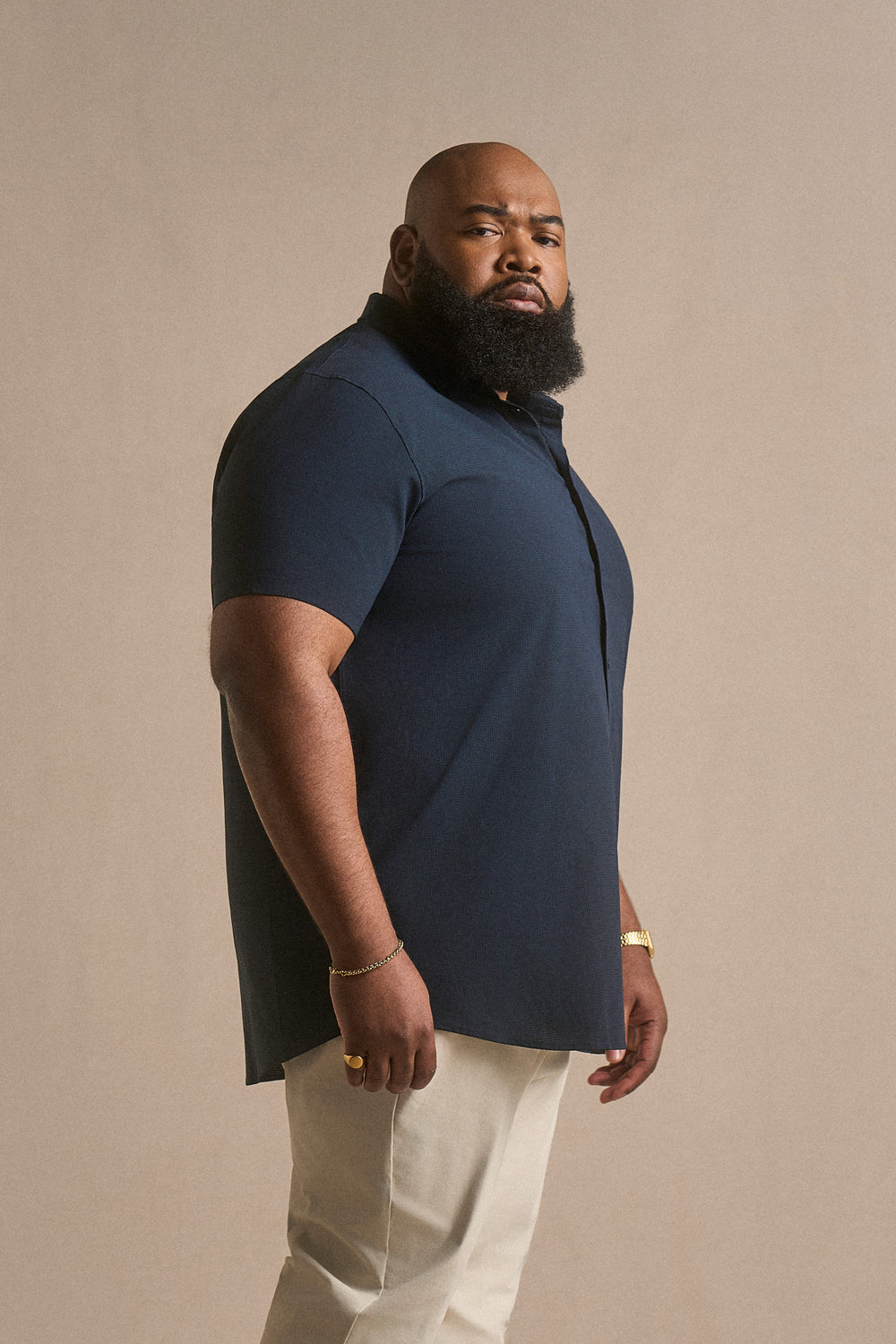 Hybrid Button Up - Navy