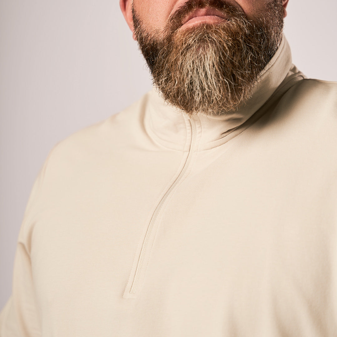 French Terry Quarter Zip - Bone
