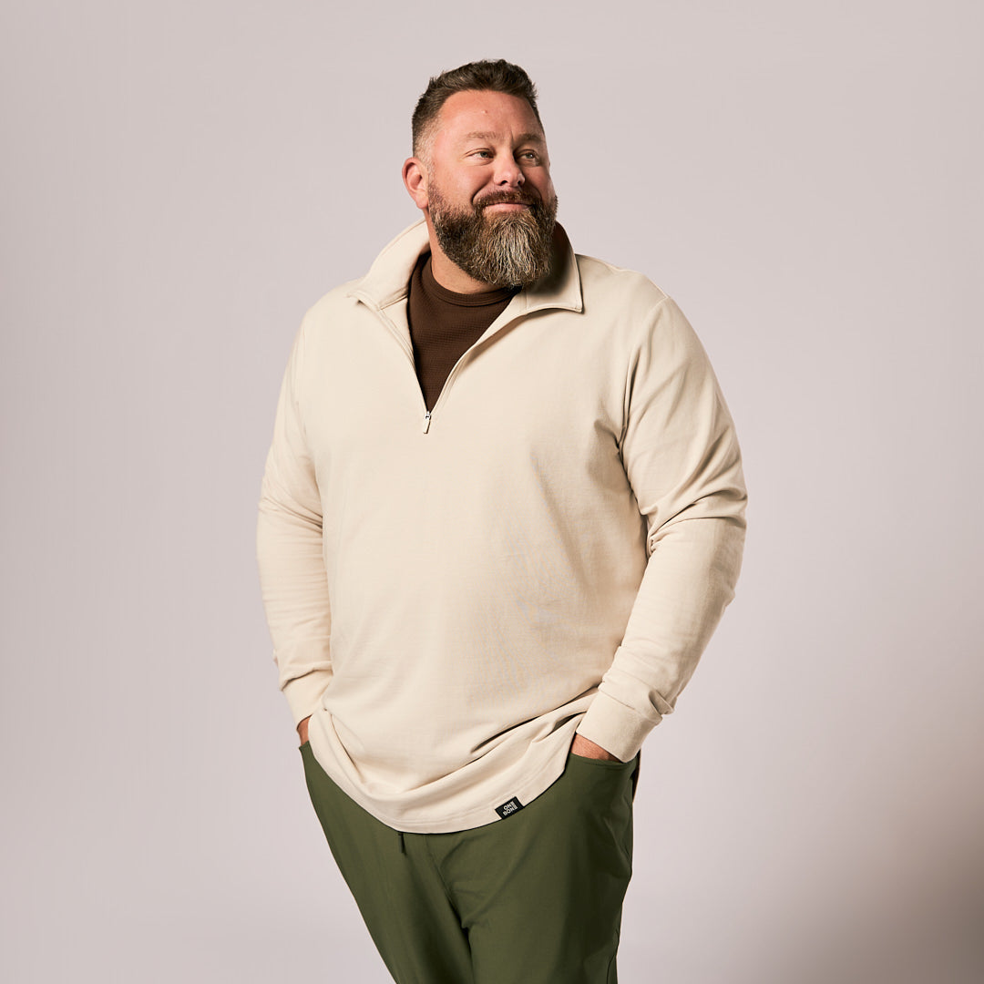 French Terry Quarter Zip - Bone