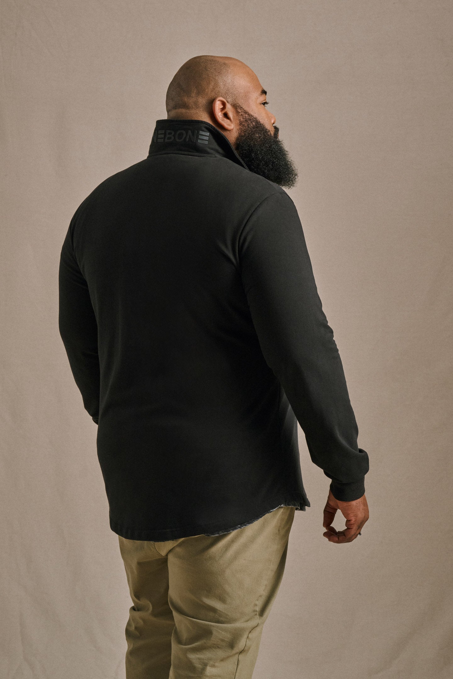 French Terry Quarter Zip - Black