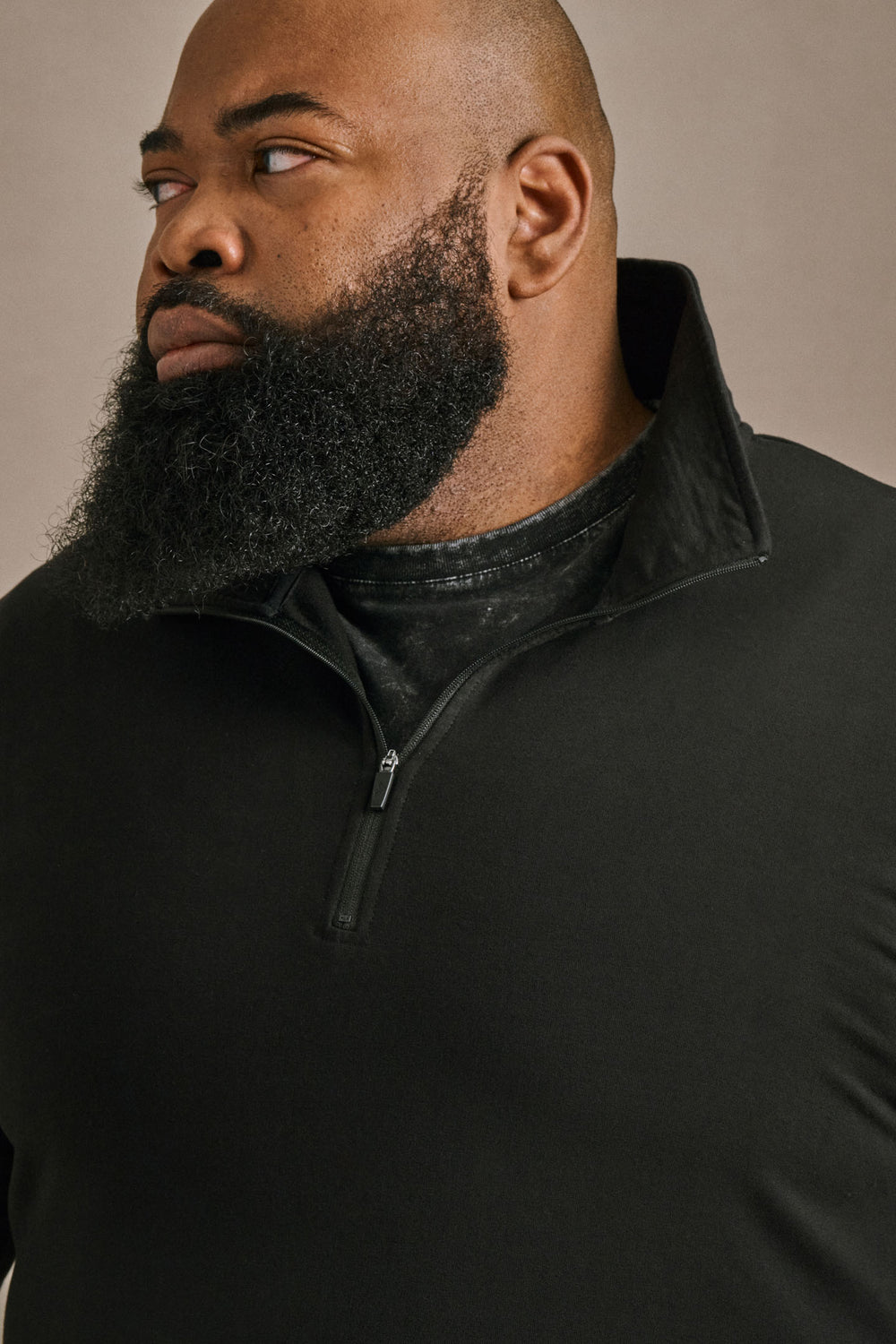 French Terry Quarter Zip - Black