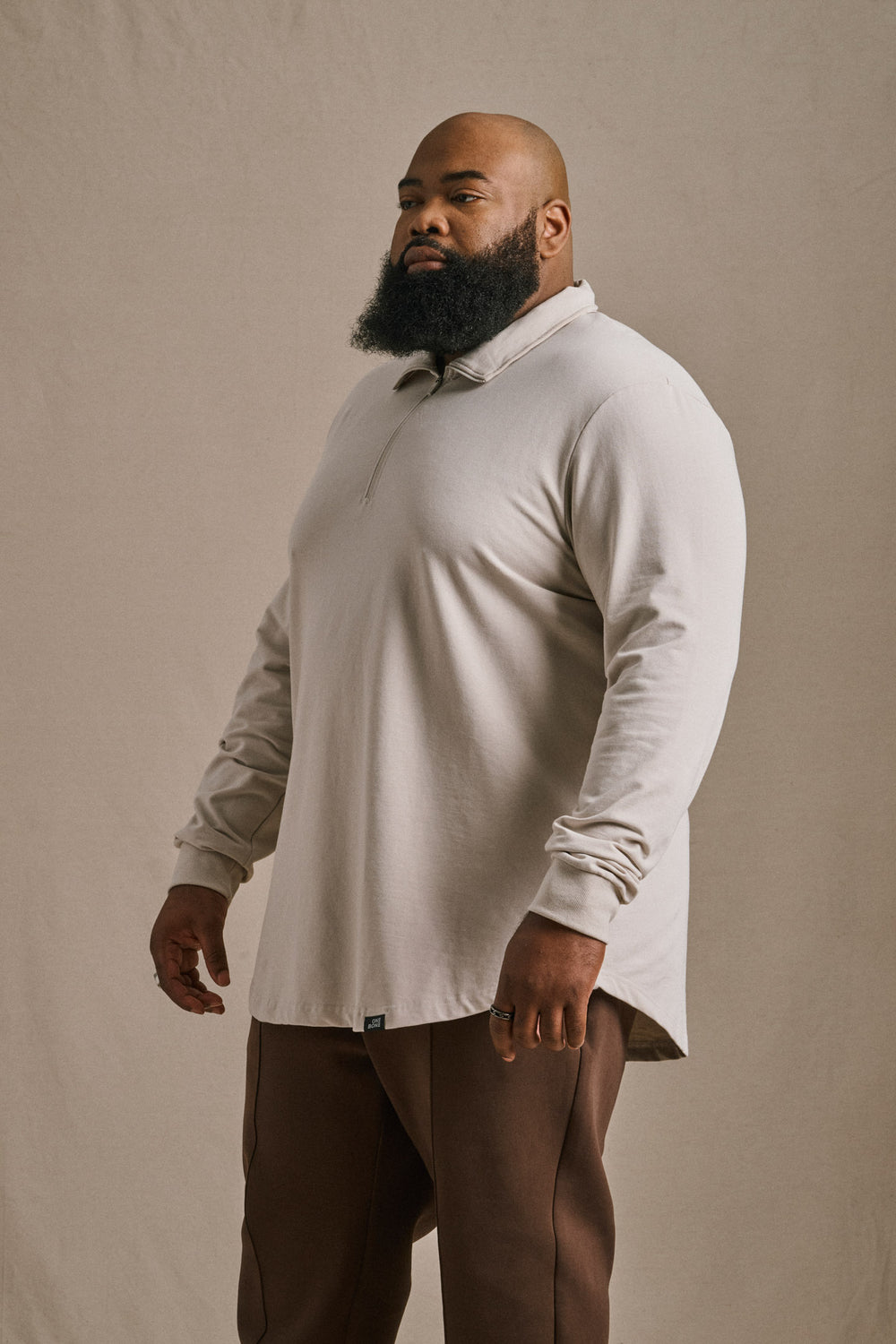 French Terry Quarter Zip - Bone