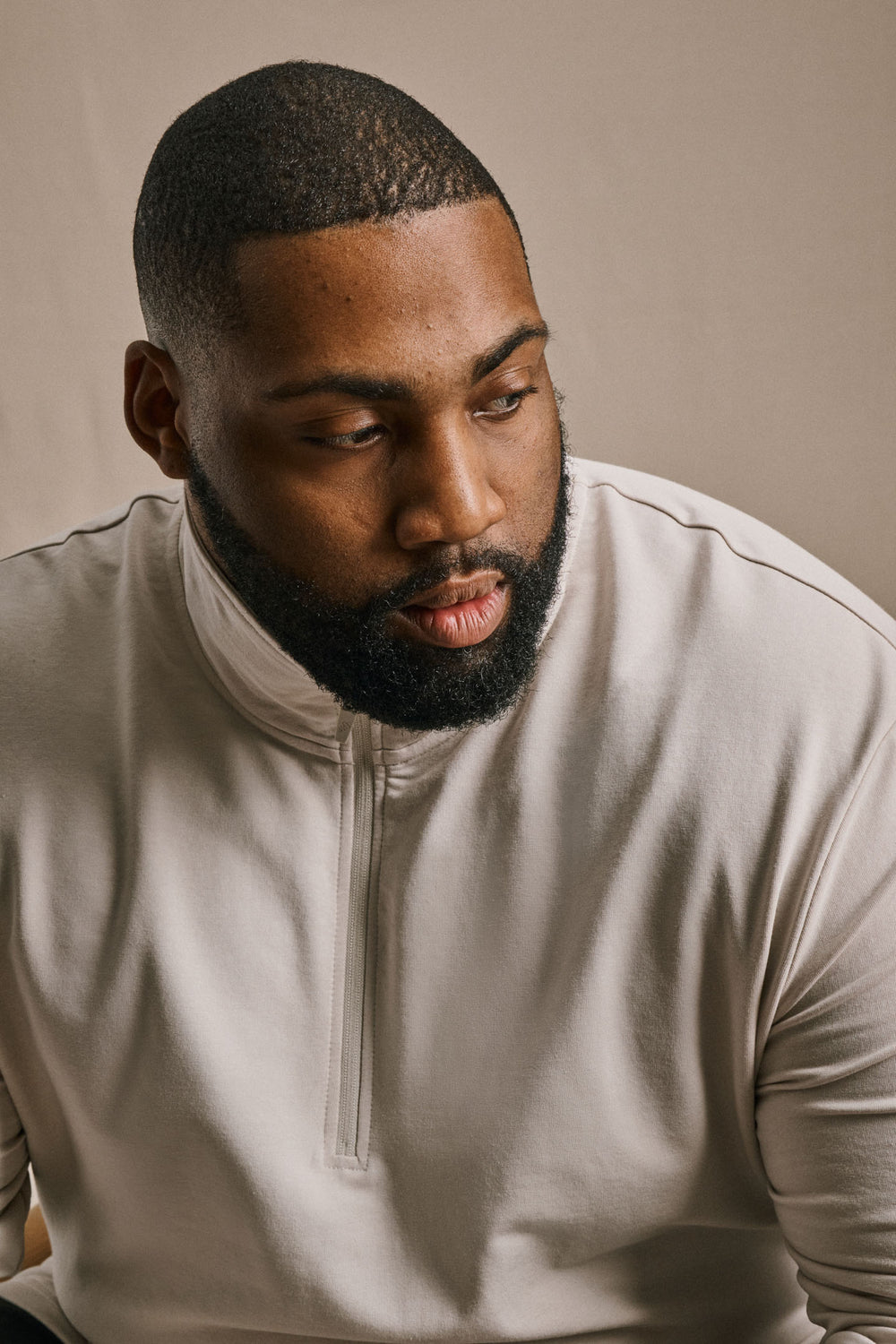 French Terry Quarter Zip - Bone